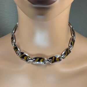 Anne Klein Silver & Animal Print Link Necklace